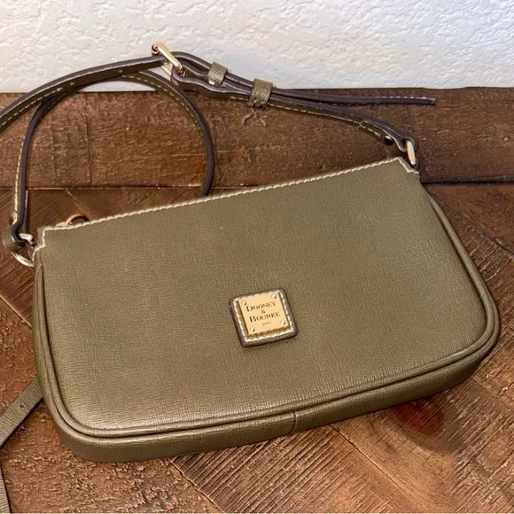 Dooney & Bourke Olive Saffiano Leather Crossbody Wristlet Bag - Picture 1 of 5
